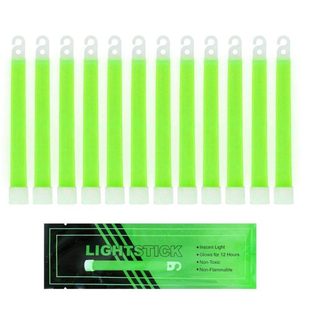 MedITAC Green Glow Stick 6-Inch Snap & Light, 12 Pack, 12-Hour Duration